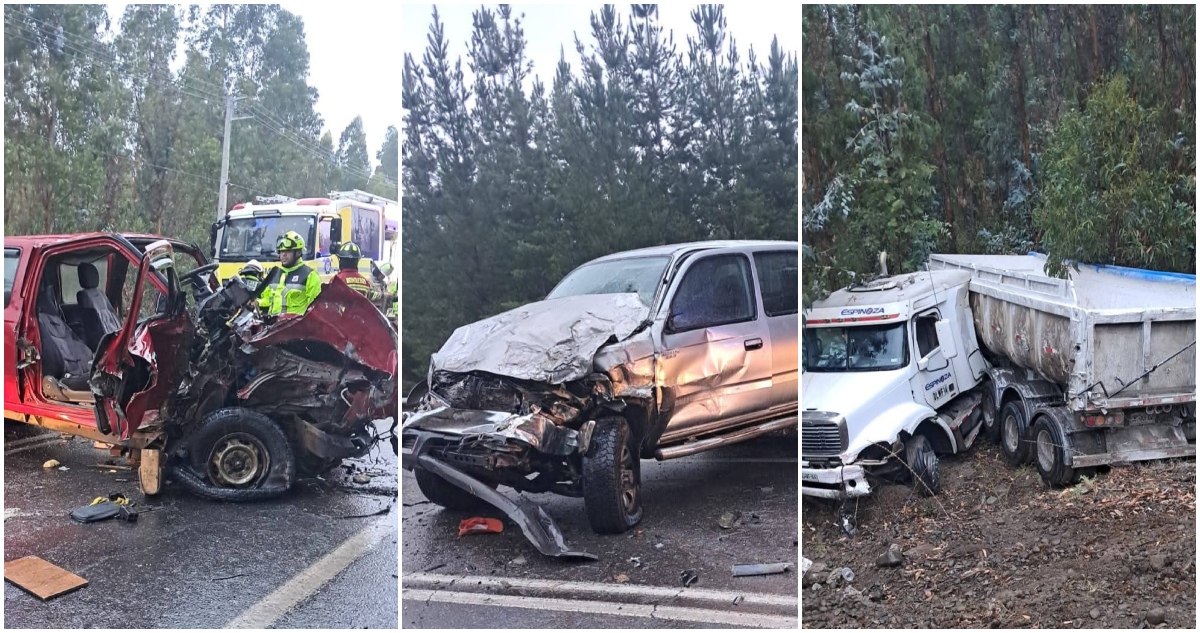 Colisión triple en ruta Los Sauces Purén