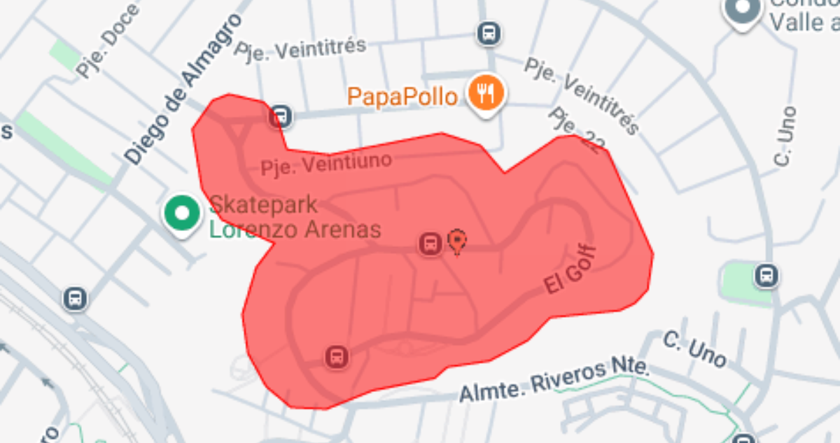 Corte de luz sector El Golf | Captura de pantalla CGE