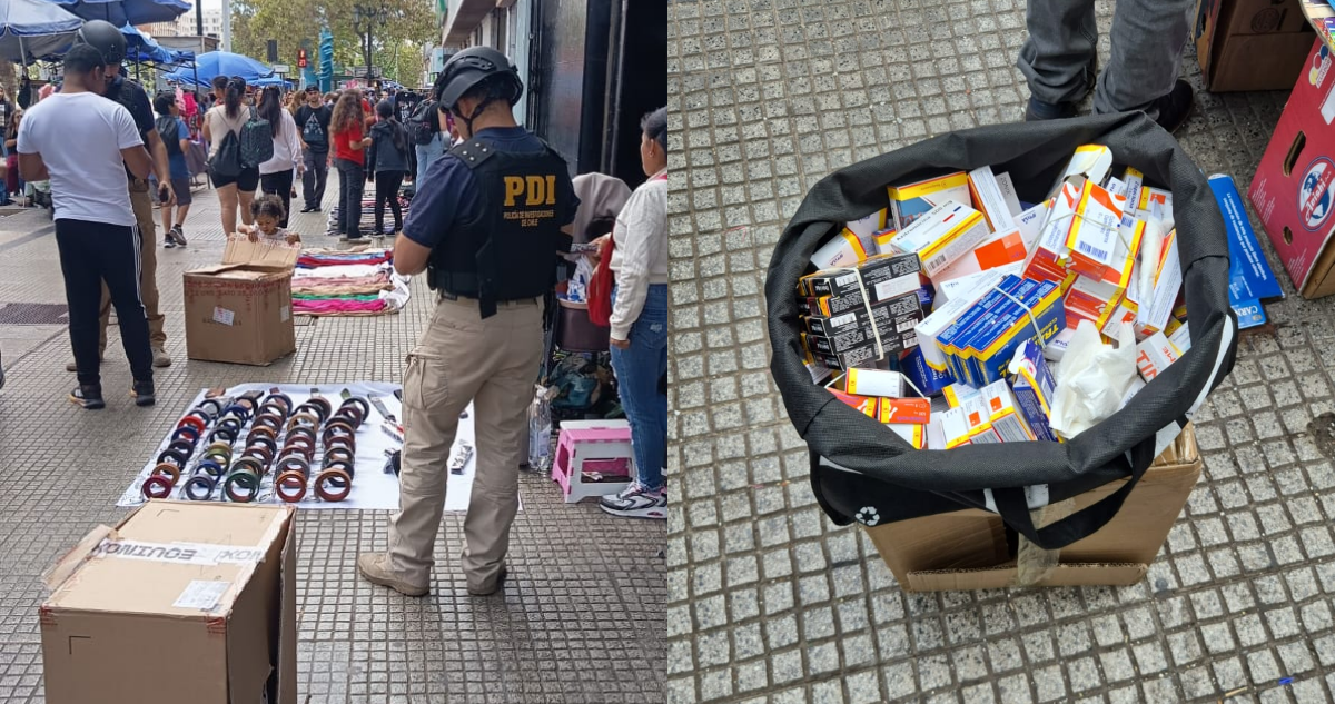 Cinco detenidos por venta ilegal de fármacos en la calle: PDI incautó más de 9 mil dosis en Santiago