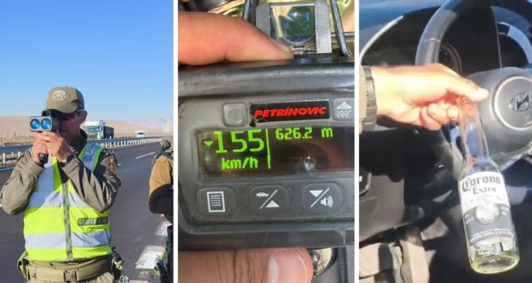 Detienen a sujeto por ir a 155 km/h y en estado de ebriedad en la Ruta 5 Norte: el máximo era 80 km/h