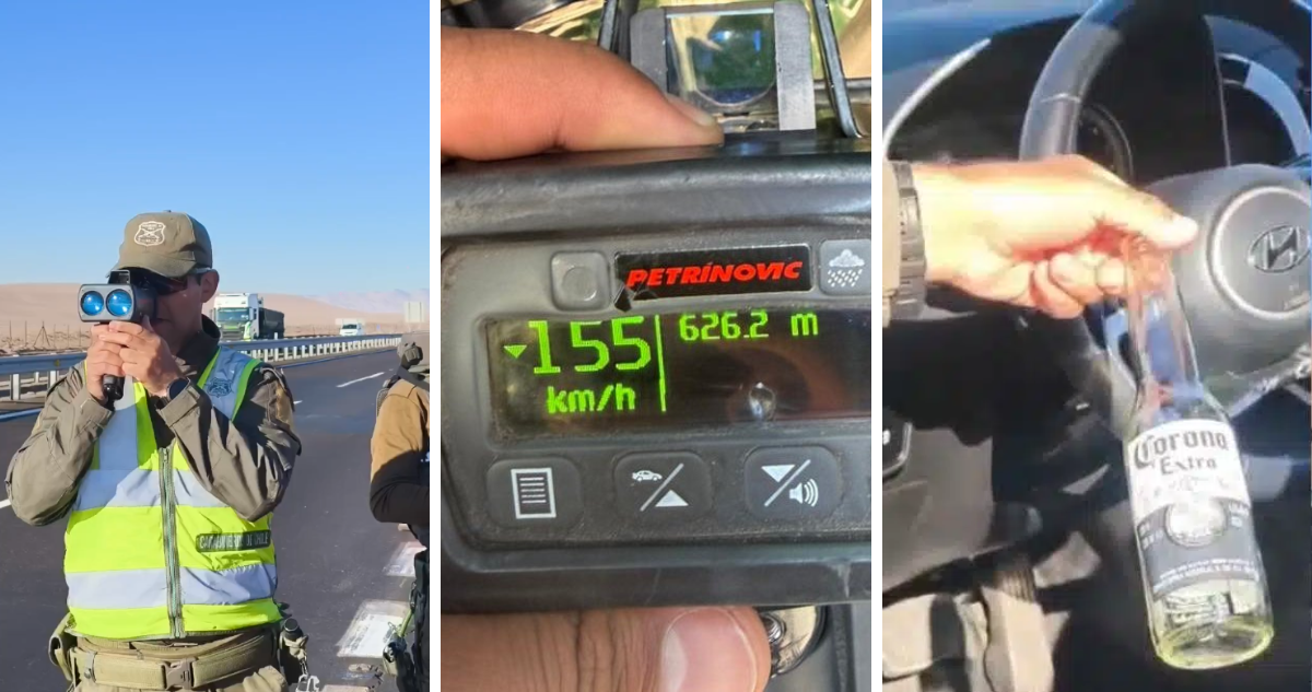 Detienen a sujeto por ir a 155 km/h y en estado de ebriedad en la Ruta 5 Norte: el máximo era 80 km/h