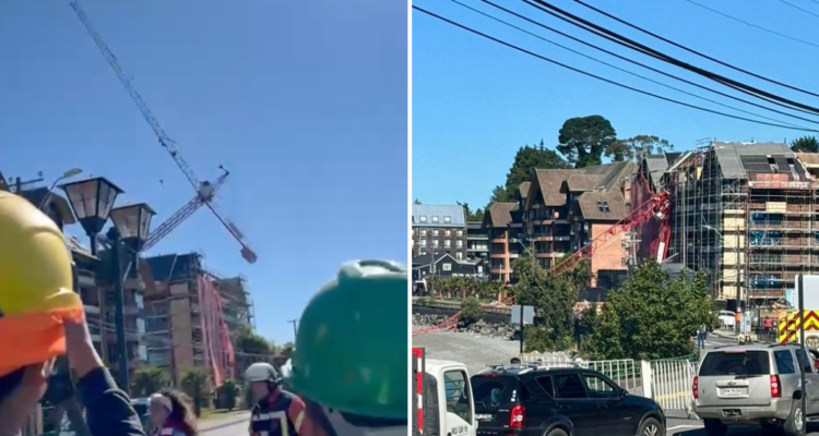 VIDEO | Grúa se desploma en sector Costanera de Puerto Varas