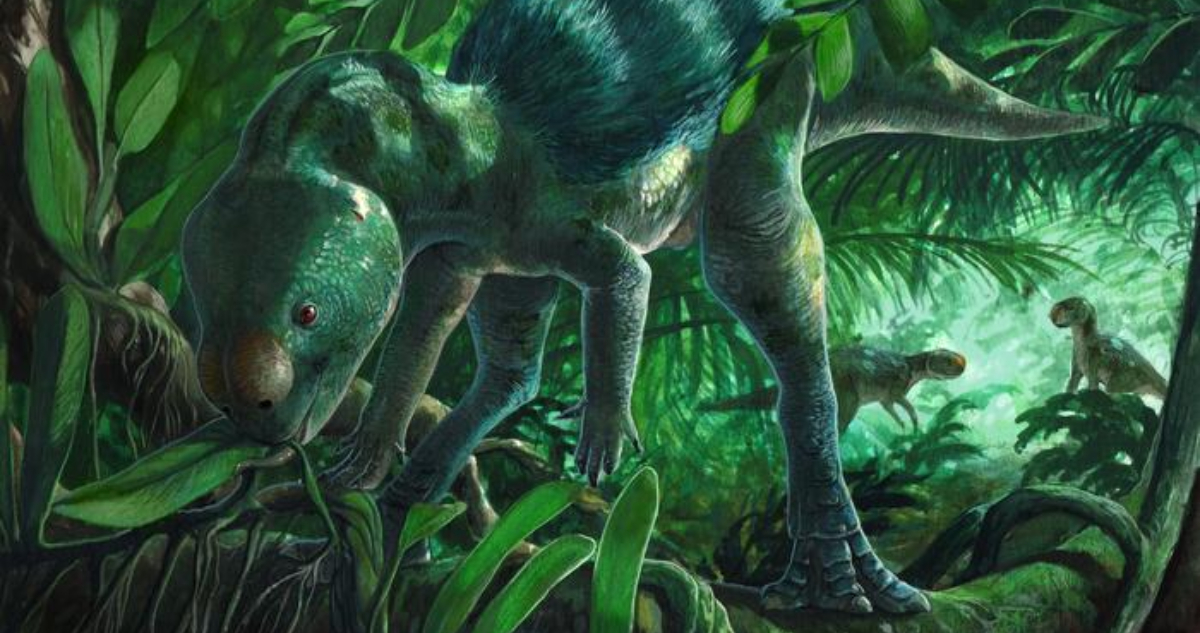 Representación artística del Foskeia pelendonum, el dinosaurio más pequeño del mundo