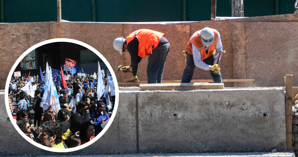 Trabajadores y marcha de sindicatos y gremios