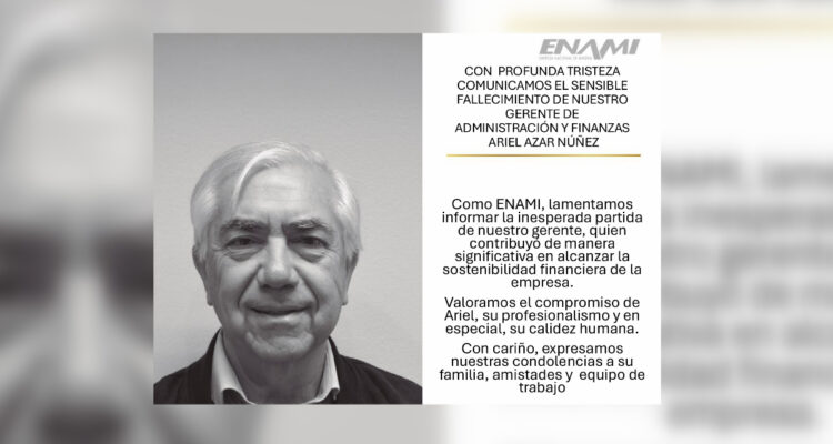 Por inesperado deceso de un gerente, la estatal Enami informa la designación interina para el cargo