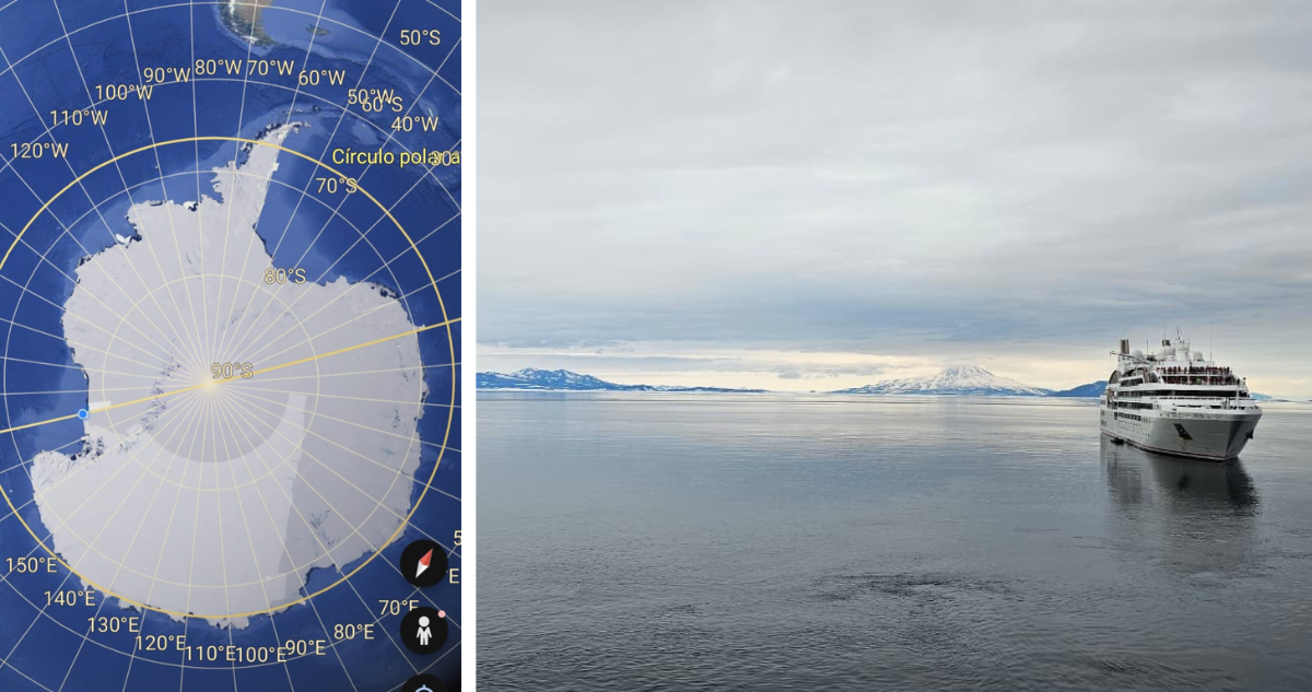 Registro del mapa cuando el buque atravesó los 180 grados de longitud