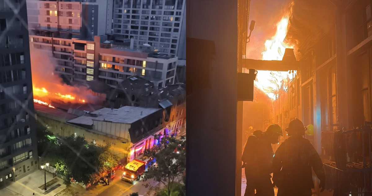 Gran incendio en pleno centro de Santiago: siniestro afecta cité con al menos 20 viviendas