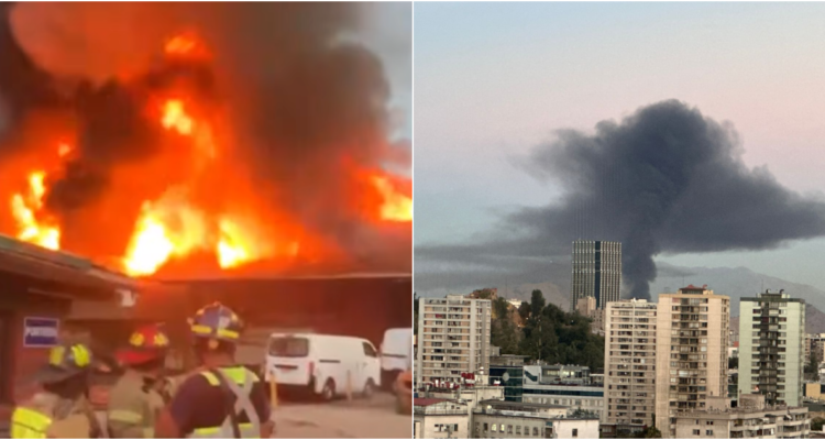 Gigantesco incendio destruye empresa de telas en Independencia: llamas dejan gran columna de humo