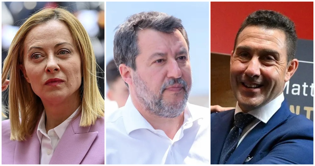 Giorgia Meloni, Matteo Salvini y Roberto Vannacci