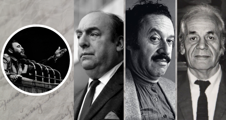 Fidel Castro, Pablo Neruda, Enrique Lihn y Nicanor Parra.