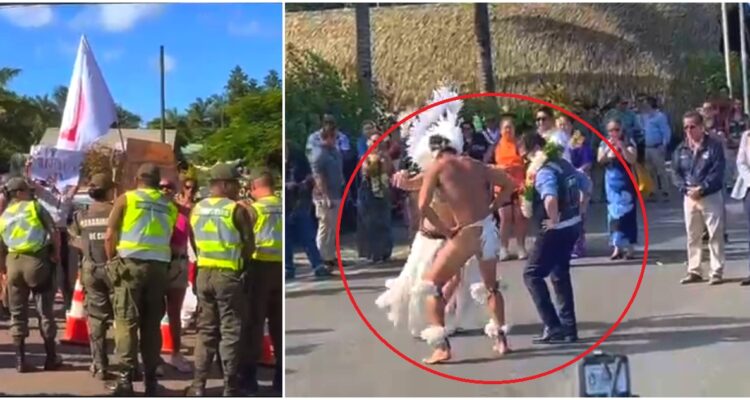 “No lo queremos acá”: entre manifestaciones y con baile incluido, presidente Boric arriba a Rapa Nui