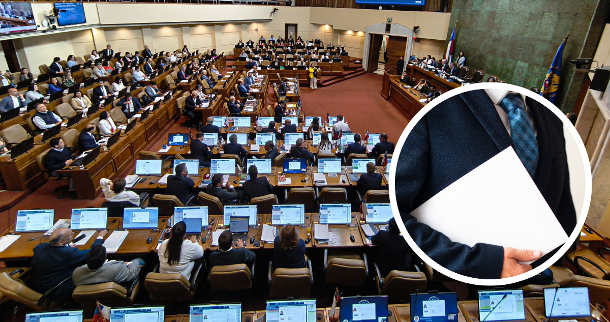 Cámara de Diputados y foto de hombre con corbata y una carpeta