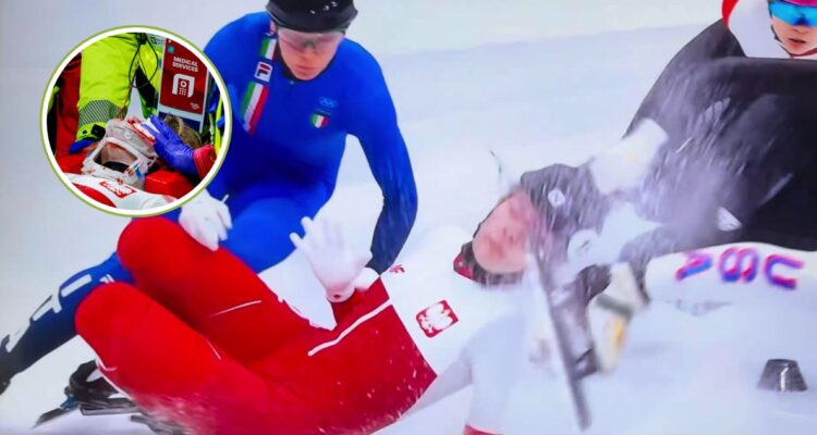 Polaca recibe escalofriante golpe con patín de los JJOO de Invierno: terminó con cara ensangrentada