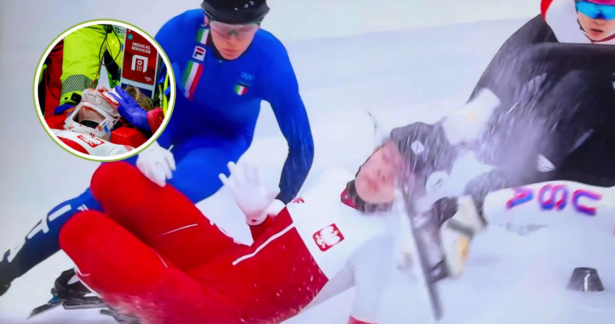 Polaca recibe escalofriante golpe con patín de los JJOO de Invierno: terminó con cara ensangrentada