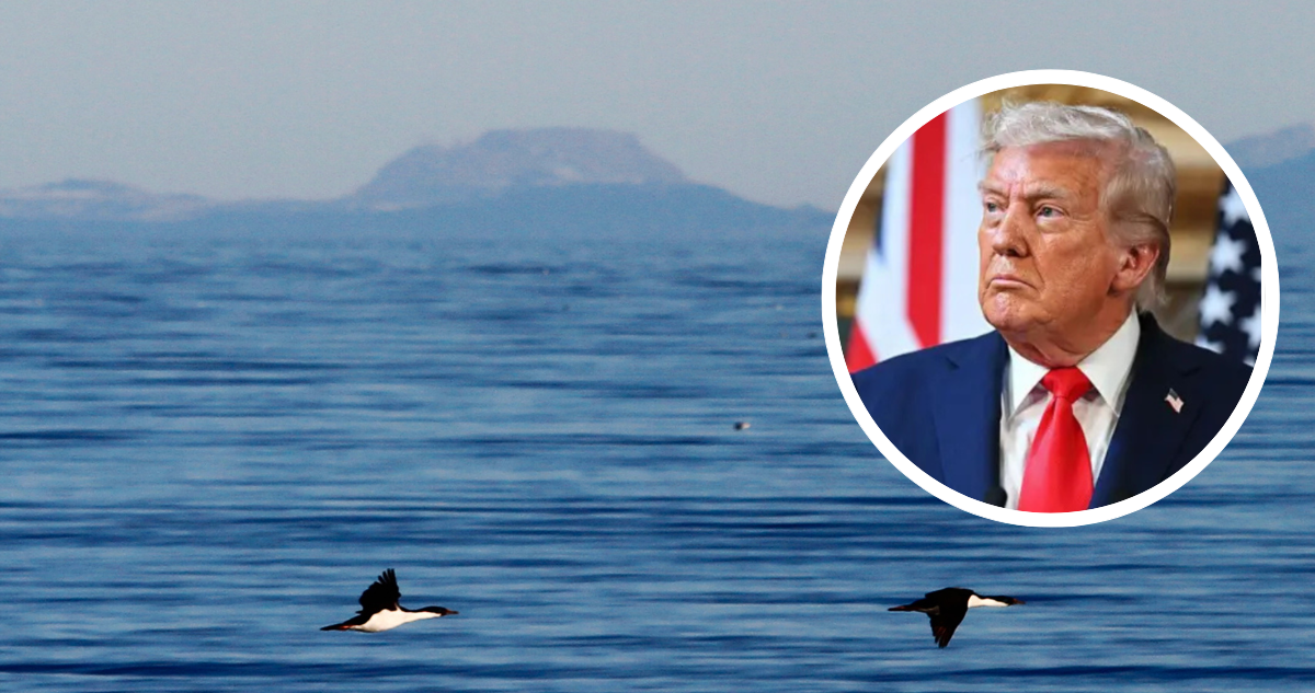 Estrecho de Magallanes y foto de Donald Trump