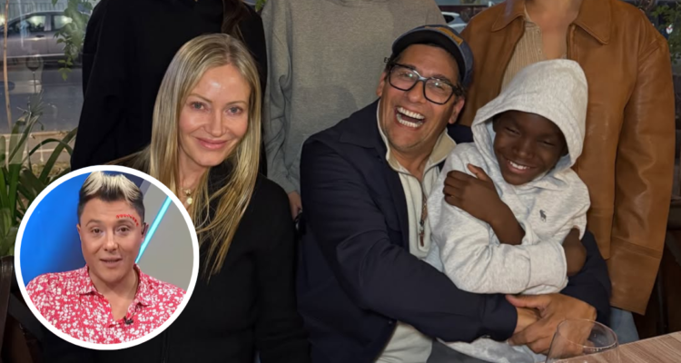 Rafael Araneda y Marcela Vacarezza con su hijo Benji y en miniatura Sergio Rojas