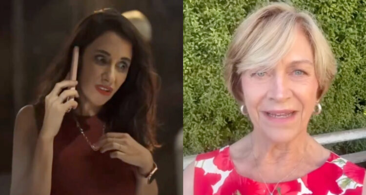 Foto de Evelyn Matthei cuando responde a reunión de superados