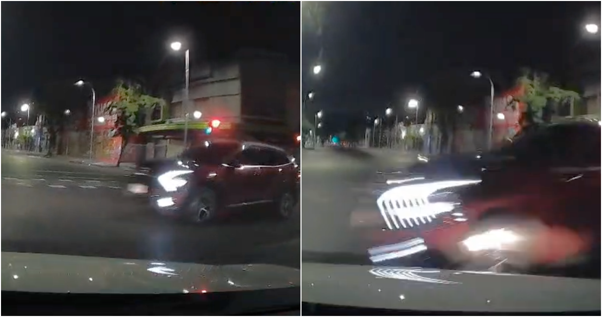 Cámara revela cómo se produjo accidente que dejó un auto volcado y dos heridos en Santiago