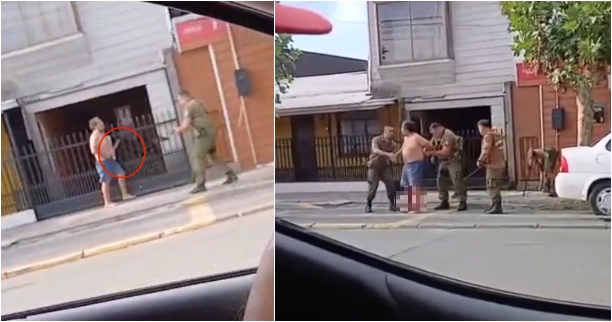 Sujeto amenaza con cuchillo a carabineros: le disparan en las piernas y lo detienen