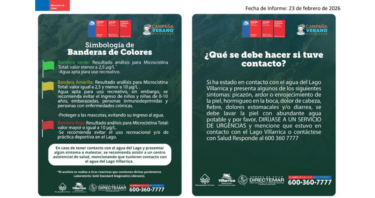 Tres playas de La Araucanía se mantienen con bandera roja por presencia de microcistinas tóxicas