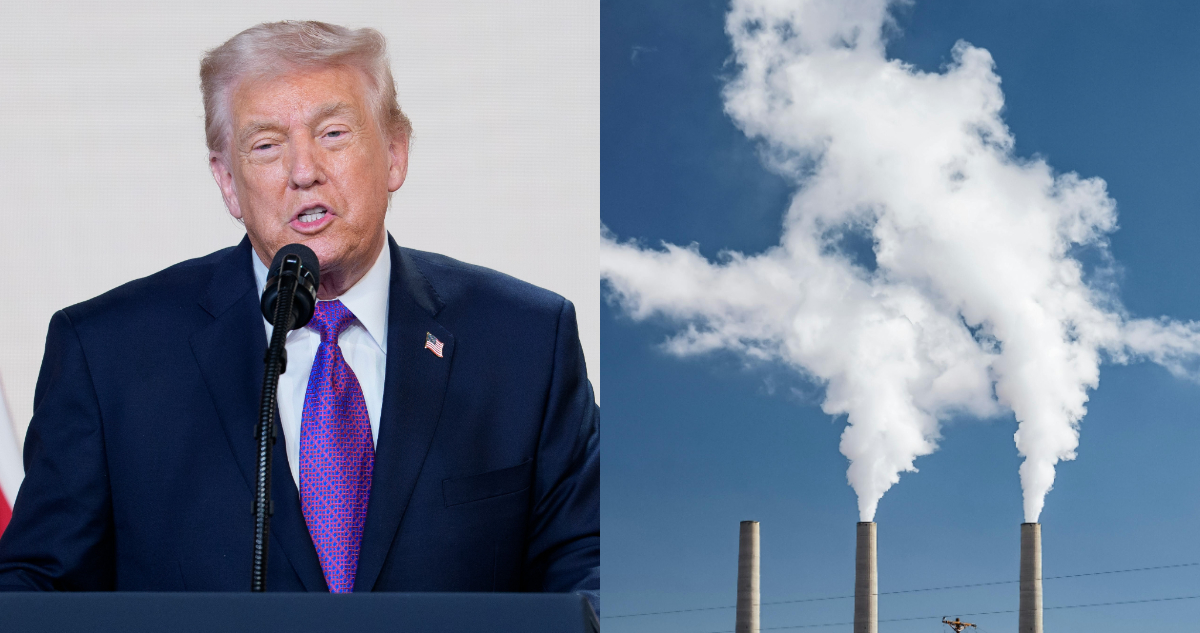 Foto de Trump y de gases de efecto invernadero