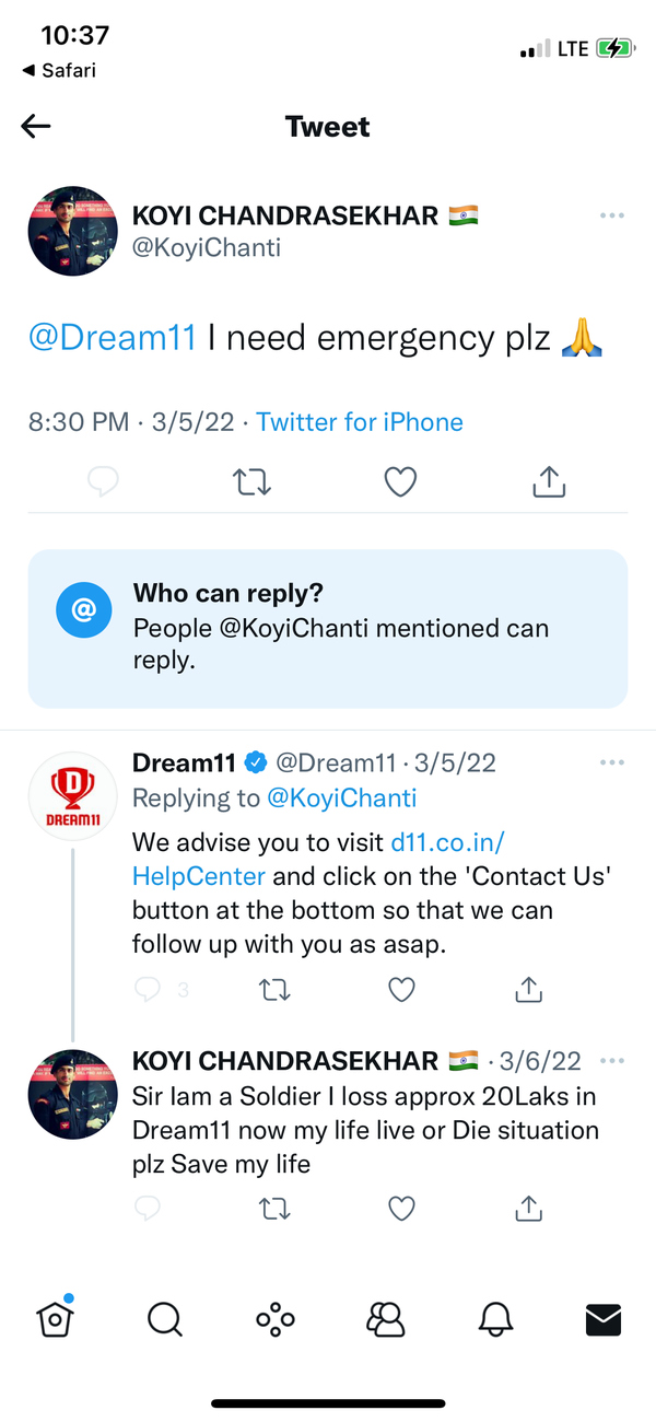Tweets de víctimas de ludopatía en India