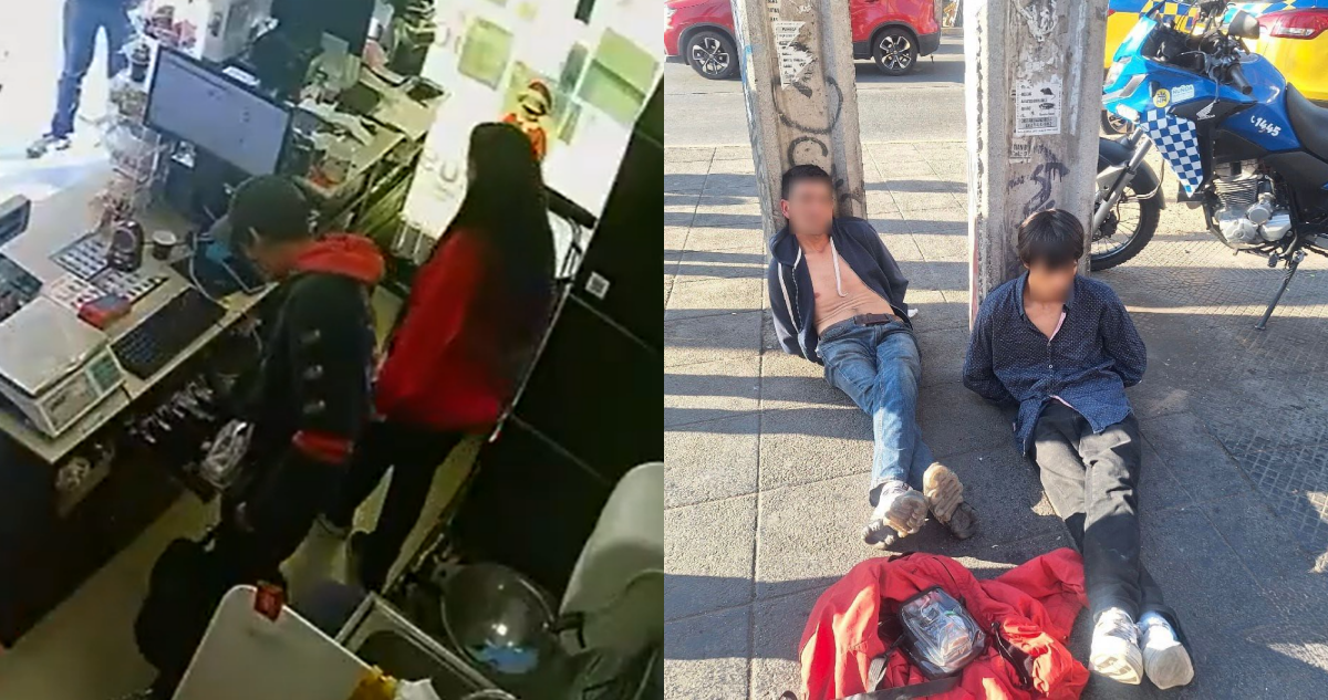 VIDEO | Captan asalto a local comercial en Ñuñoa: delincuentes fueron detenidos al intentar huir