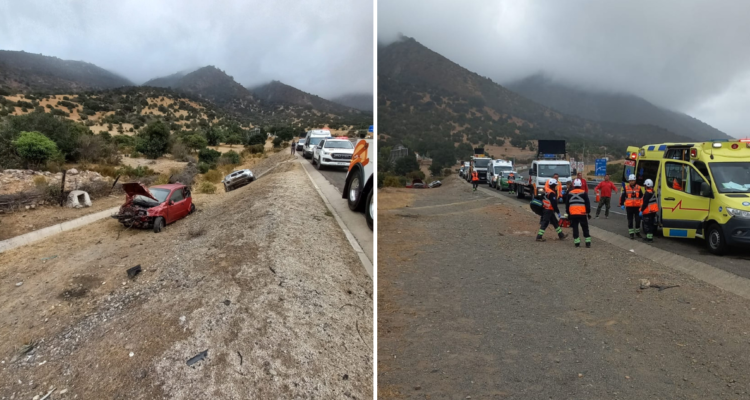 Accidente múltiple en Ruta 5 Norte dejó un fallecido y cinco lesionados en Cuesta El Melón