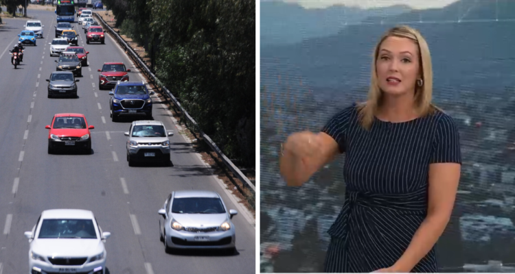 Foto referencial de autopista y de Allison Gohler en el matinal de CHV