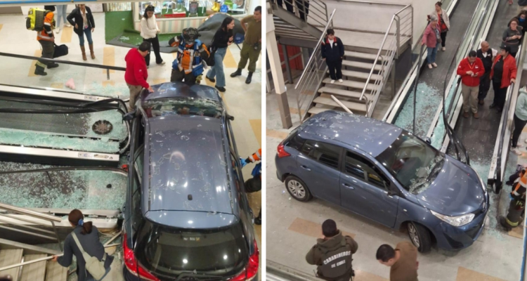 Valdivia: Conductora pierde control de auto, choca contra escalera mecánica y atropella a adulta mayor