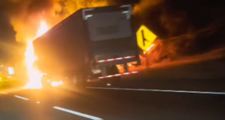 Presunta falla mecánica: cabina de camión se incendia en plena Ruta 68 a la altura de Casablanca