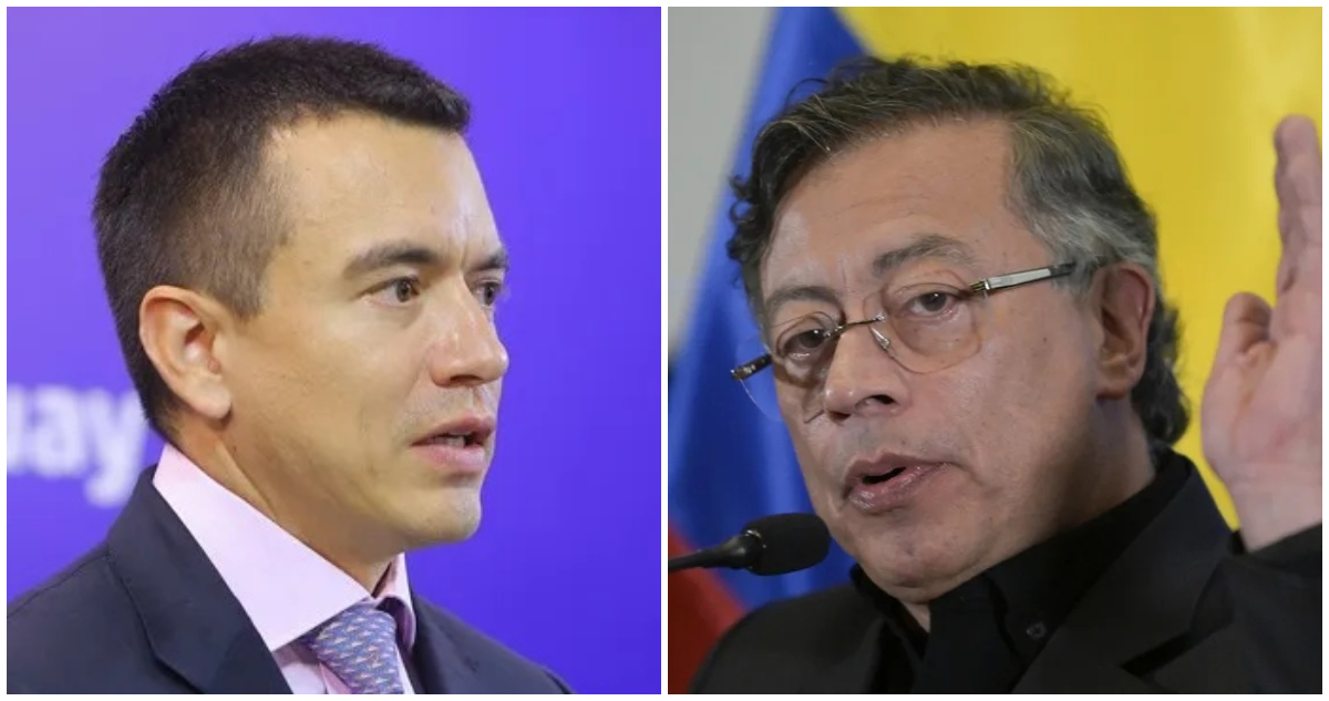 Daniel Noboa y Gustavo Petro, presidentes de Ecuador y Colombia, respectivamente