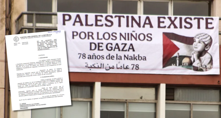 Contraloría objeta lienzo sobre Palestina en frontis del Gobierno Regional de Valparaíso: no procede