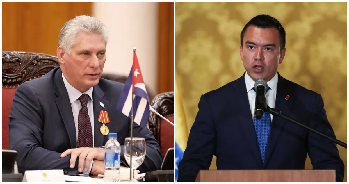 Miguel Díaz-Canel y Daniel Noboa, presidentes de Cuba y Ecuador, respectivamente