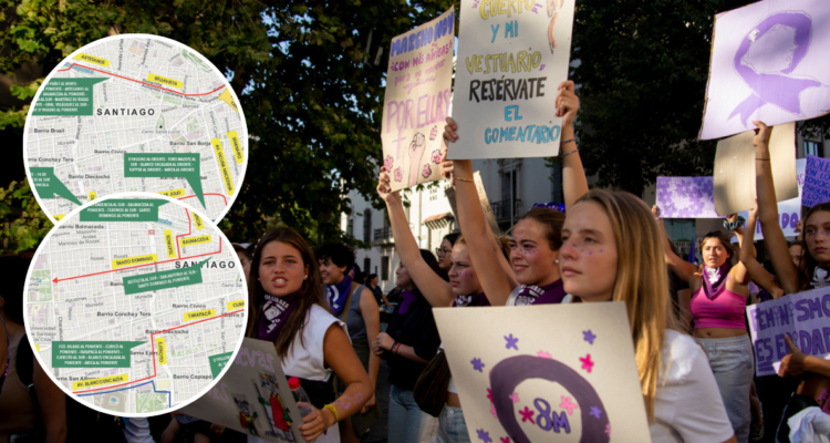 Por marcha del 8M en Stgo: revisa los desvíos de tránsito que tendrán algunas comunas de la capital