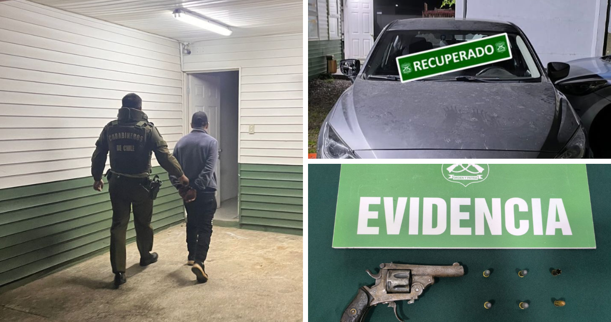 Tres personas fueron detenidas por homicidio frustrado tras disparar contra Carabineros en Valdivia