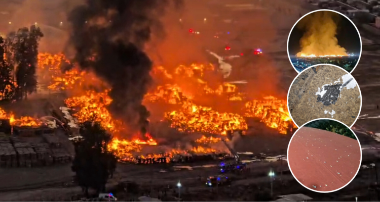 Vecinos registran "lluvia de cenizas" producto de gran incendio en papelera en Puente Alto