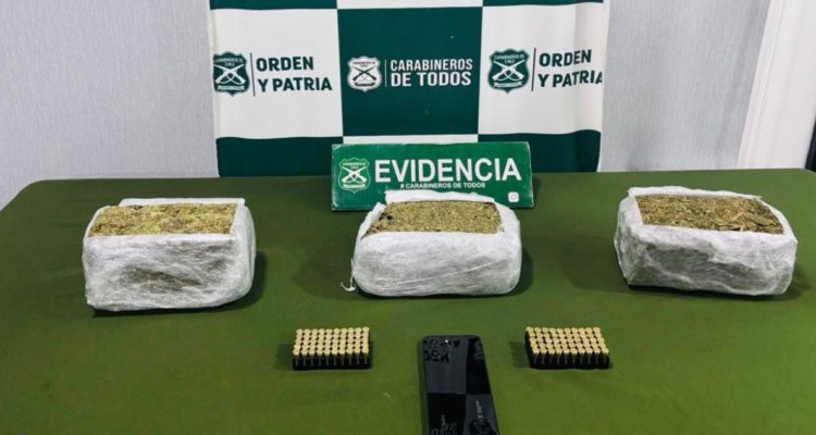 Incautan más de 3 kilos de droga y 100 cartuchos de munición en Cabrero: un detenido