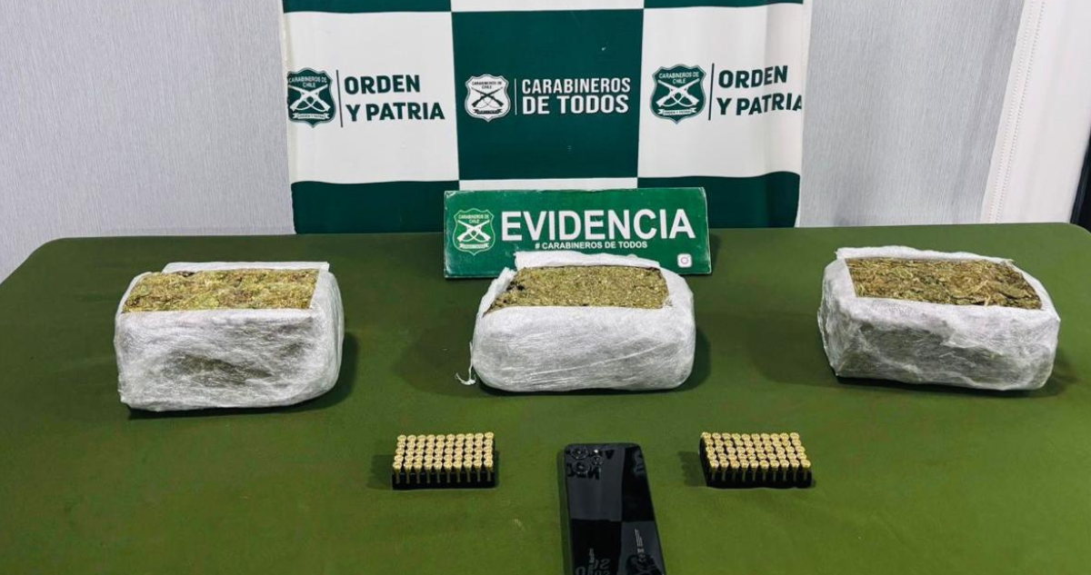 Incautan más de 3 kilos de droga y 100 cartuchos de munición en Cabrero: un detenido