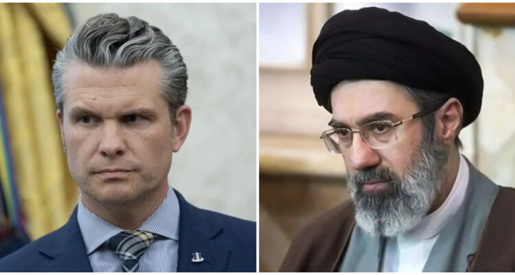 El secretario de Guerra de EEUU, Pete Hegseth, y el nuevo ayatolá de Irán, Mojtaba Jamenei