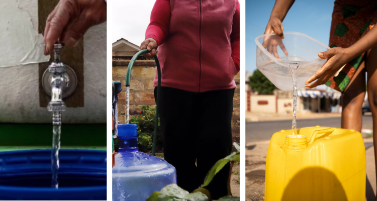 Mujeres llenando recipientes con agua