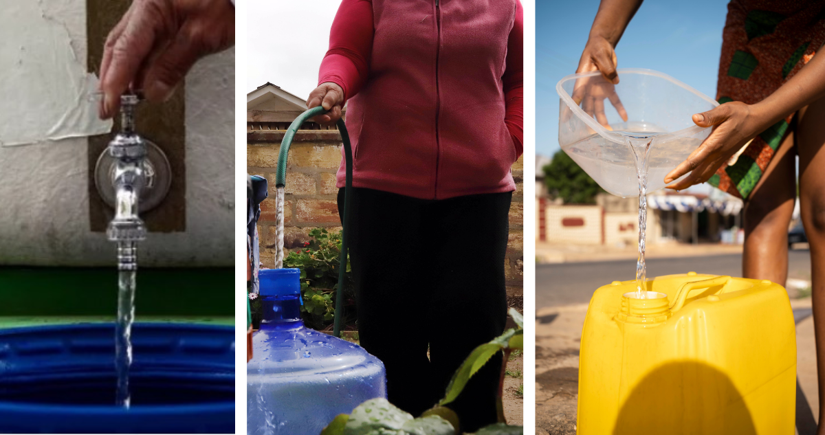 Mujeres llenando recipientes con agua