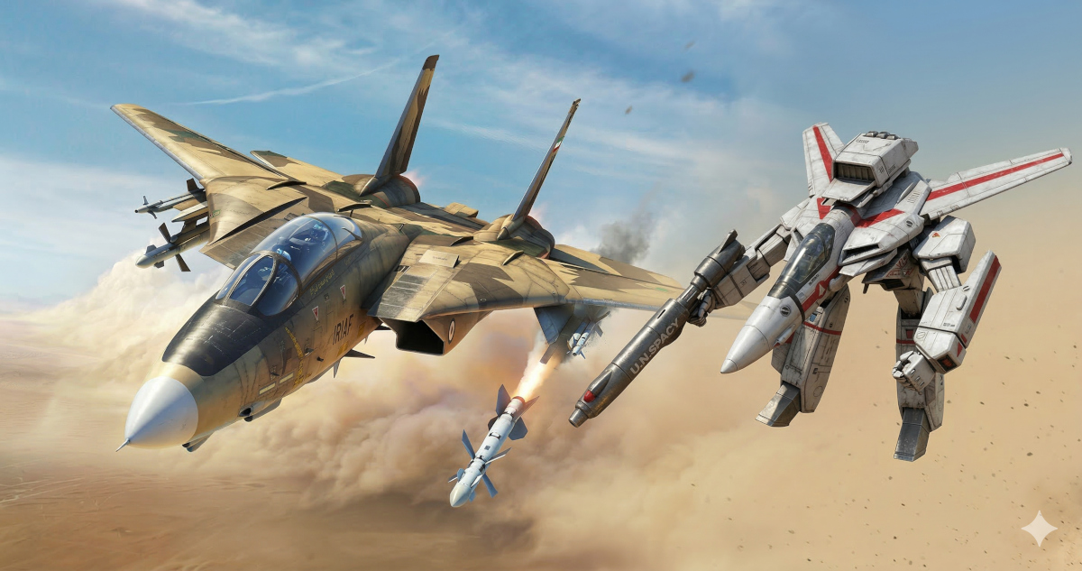 F-14 Iraní y un Varitech de Robotech