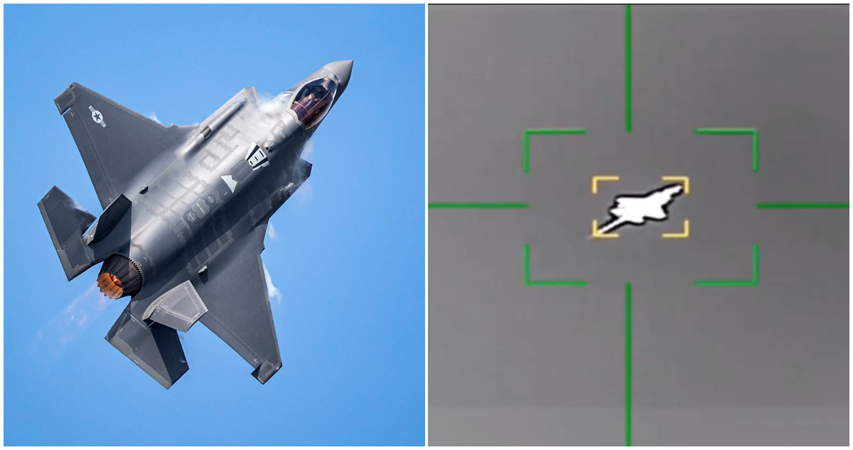 Imagen de un F-35 (I) | Captura del video compartido por Irán (D)