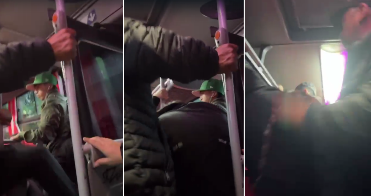“Teni que respetar a las mujeres cu…”: hombre baja a golpes a acusado de acosar a pasajera en micro
