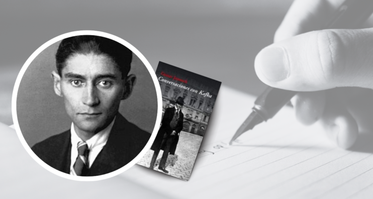 Franz Kafka y portada del libro Conversaciones con Kafka.
