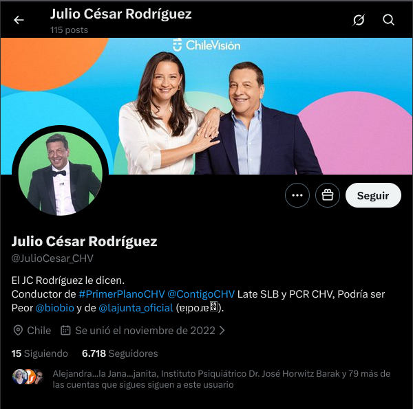 Capturas de cuenta falsa donde se hacen pasar por Julio César Rodríguez