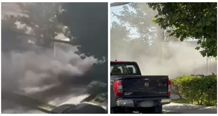 VIDEO | Gran columna de humo deja incendio en subterráneo de edificio en Las Condes