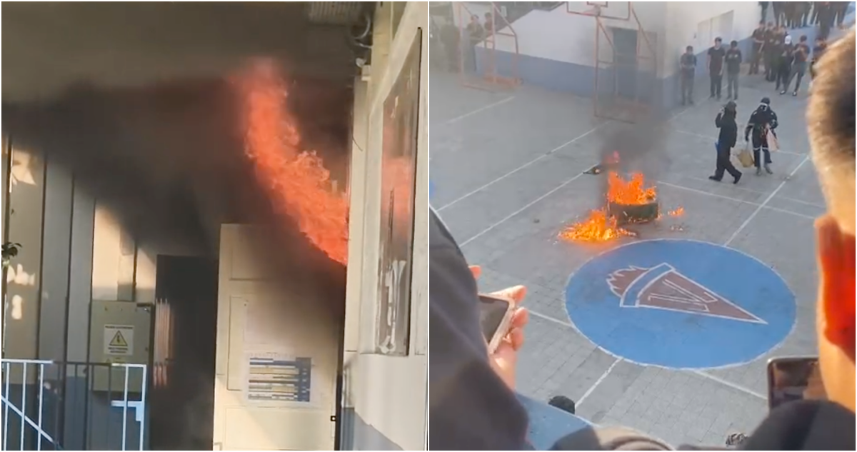 Reportan incidentes en el Liceo Lastarria: fuego alcanzó dependencias del recinto educacional