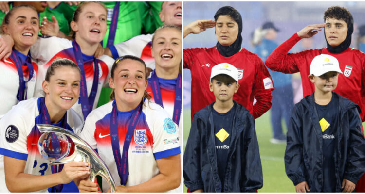 Jugadoras de Inglaterra y de Irán